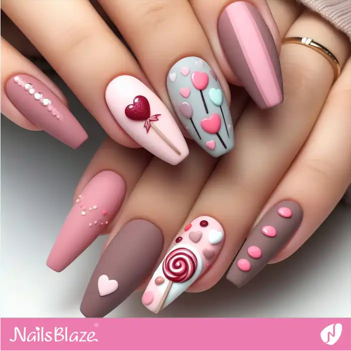 Valentine Candy and Lollipop Nails Design | Valentine Nails - NB2300